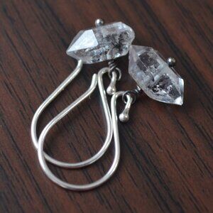 Herkimer Diamond Quartz Earrings in Silver - Hand Made in Canada
